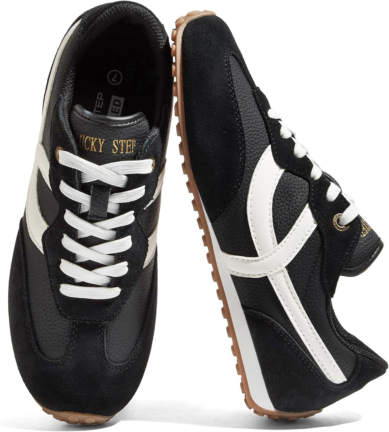 LUCKY STEP Women's Fashion Sneakers - Casual Retro Running Shoes - Non Slip Lightweight Trendy Comfortable Walking Footwear