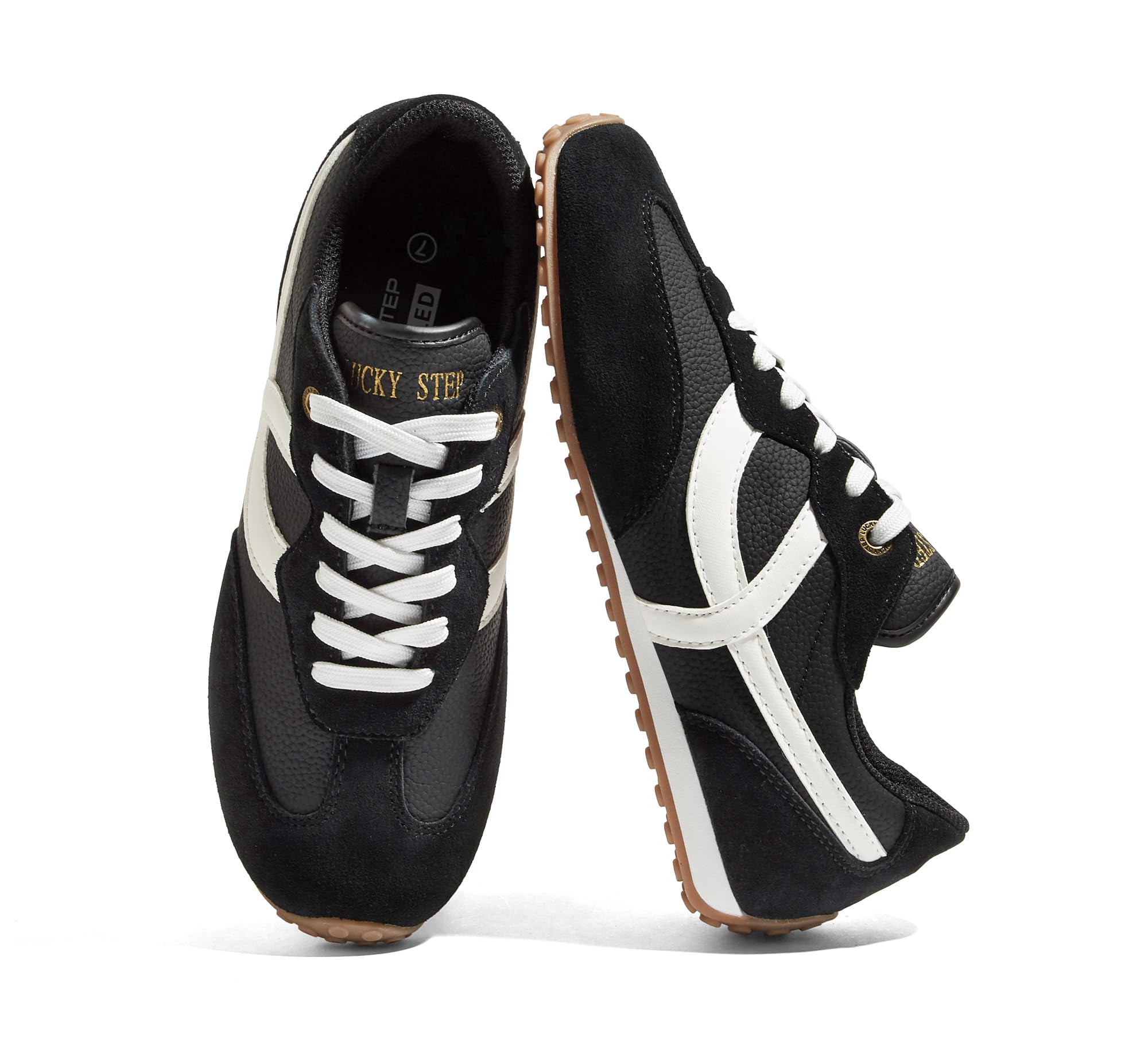 Photo 1 of LUCKY STEP Women's Fashion Sneakers - Black/White, Size 7