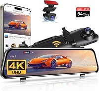 Vtopek 4K Autós Menetrögzítő 12" IPS Érintőképernyővel - Tükör Dashcam WiFi, 64GB, 1080P Tolatókamera, Éjjellátó, G-szenzor 1