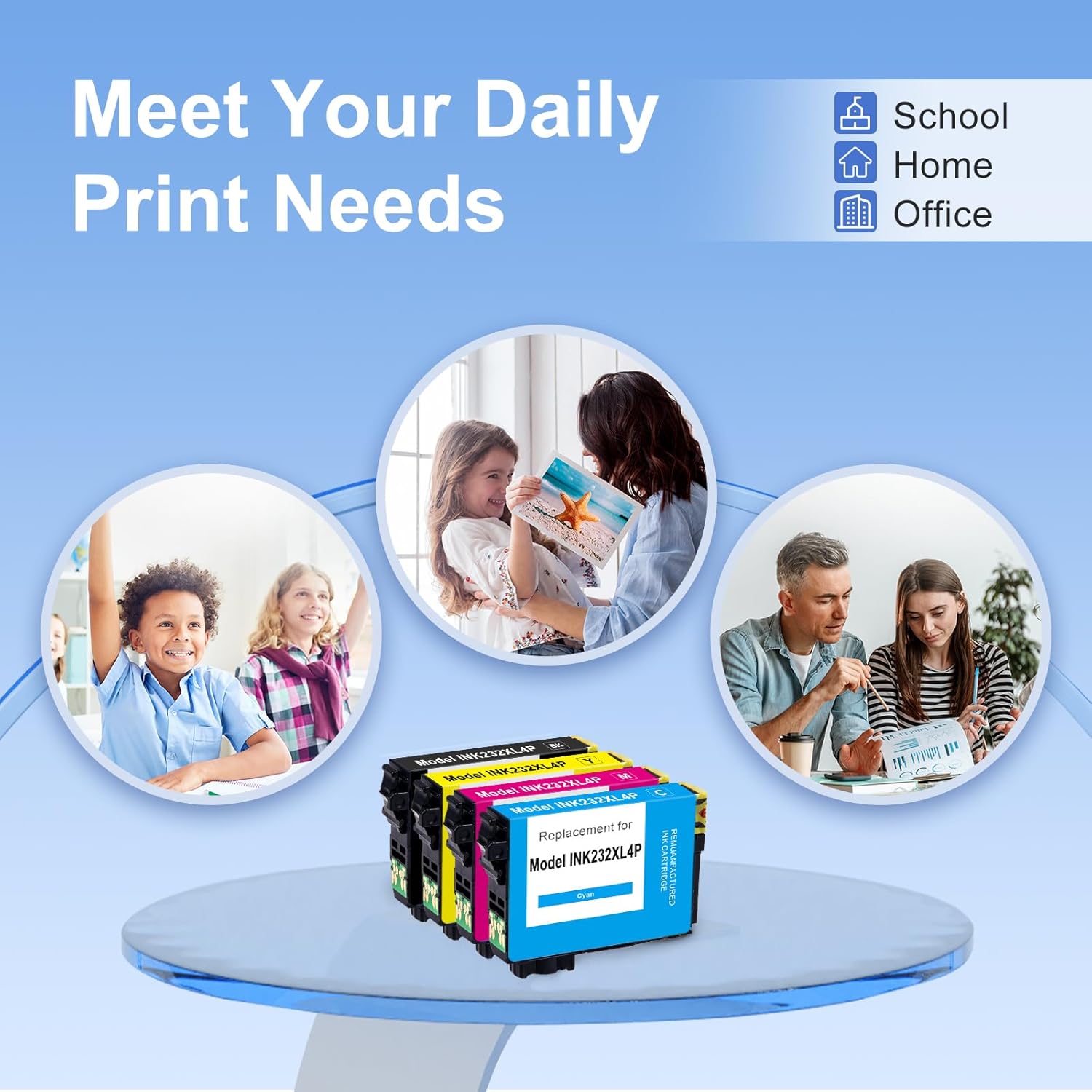 myCartridge SUPRINT Remanufactured Replacement for Epson 232 Ink Cartridge Combo Pack 232XL High Capacity (4-Pack) Smart Chip for Epson Expression XP-4200 XP-4205 Workforce WF-2930 WF-2950 Printer