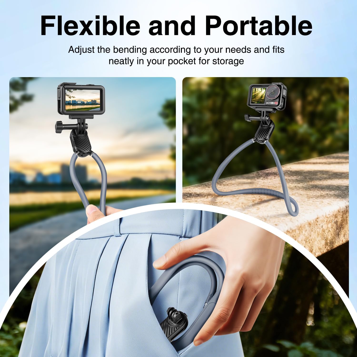 Neck Mount for Action Camera, with Air Cushion and Adjustable Chest Strap, Hands-Free POV Vlogging for GoPro Hero 13/12/11/10/9, Insta 360 X5/X4/X3/Ace Pro 2, DJI Osmo Action 5 Pro/4/3
