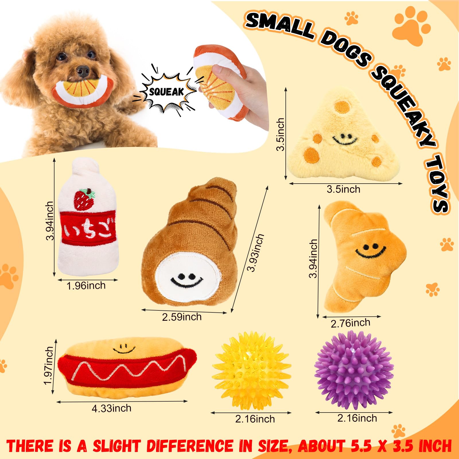 Hungdao Lot de 80 jouets couineurs en vrac pour chiens de petite et moyenne taille - Jouets en peluche avec couineurs pour chiots et chiots (style tendance)
