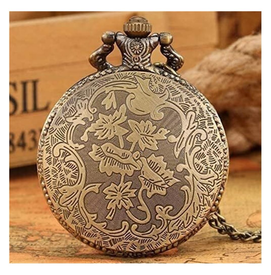 Reloj de Bolsillo Unisex Reloj De Bolsillo Cuarzo Mariposa Bronce Retro, Cadena Suéter Regalos Hombres Mujeres Clásico Fiestas