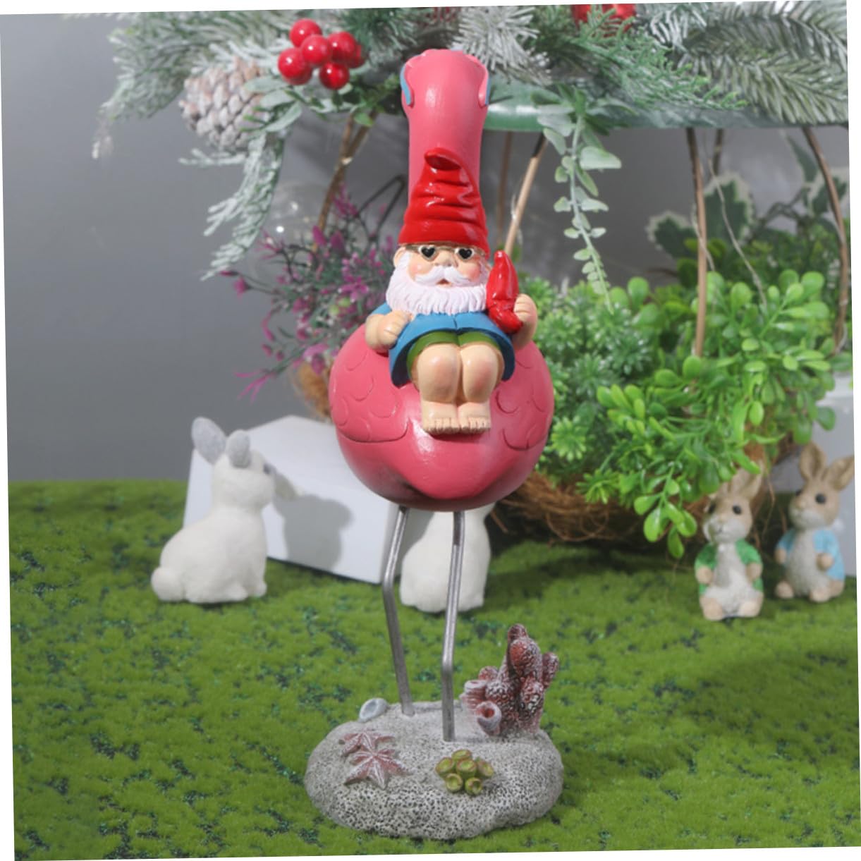 Statuette GNOME Flamant en Résine pour Jardin et Patio