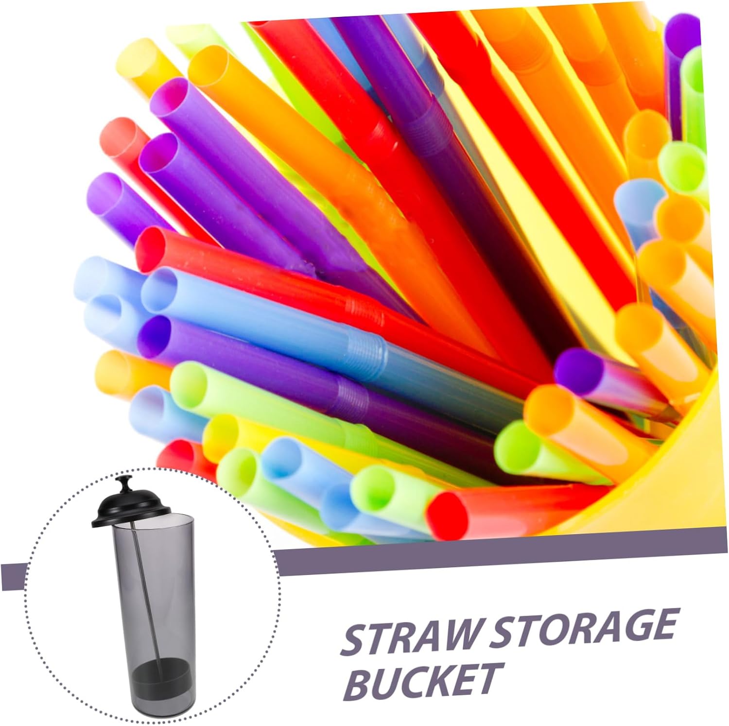 Plastic Straw Dispenser Holder for Countertop, Reusable Storage Bucket