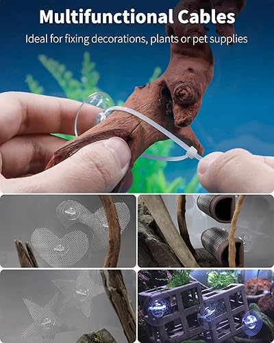 Miniatura 3 de Pawfly Paquete de 10 ventosas con 20 bridas ajustables para acuario, pecera, unión, musgo, camarones, esquivar nido