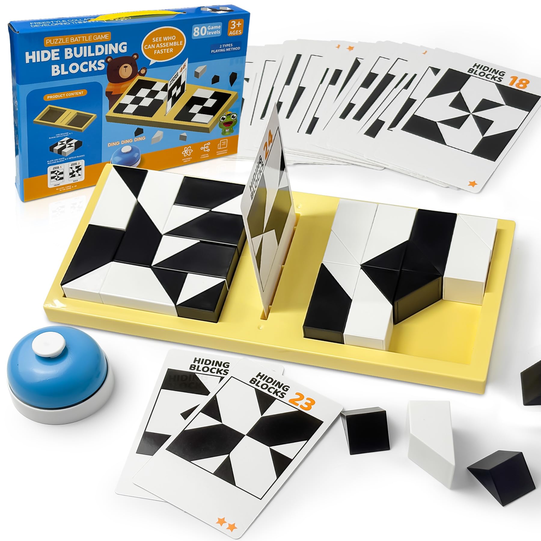 Puzzle Blocks for Kids,Education Puzzle Toy with Storage Tray,Brain Teaser with Challenges Cards 3D Logic & Spatial Thinking Tabletop Toy for Boys