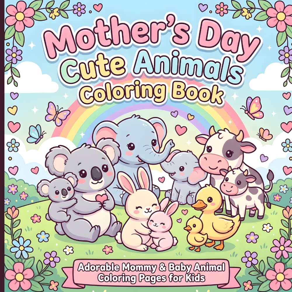 Mother’s Day Cute Animals Coloring Book: Adorable Mommy & Baby Animal Coloring Pages for Kids