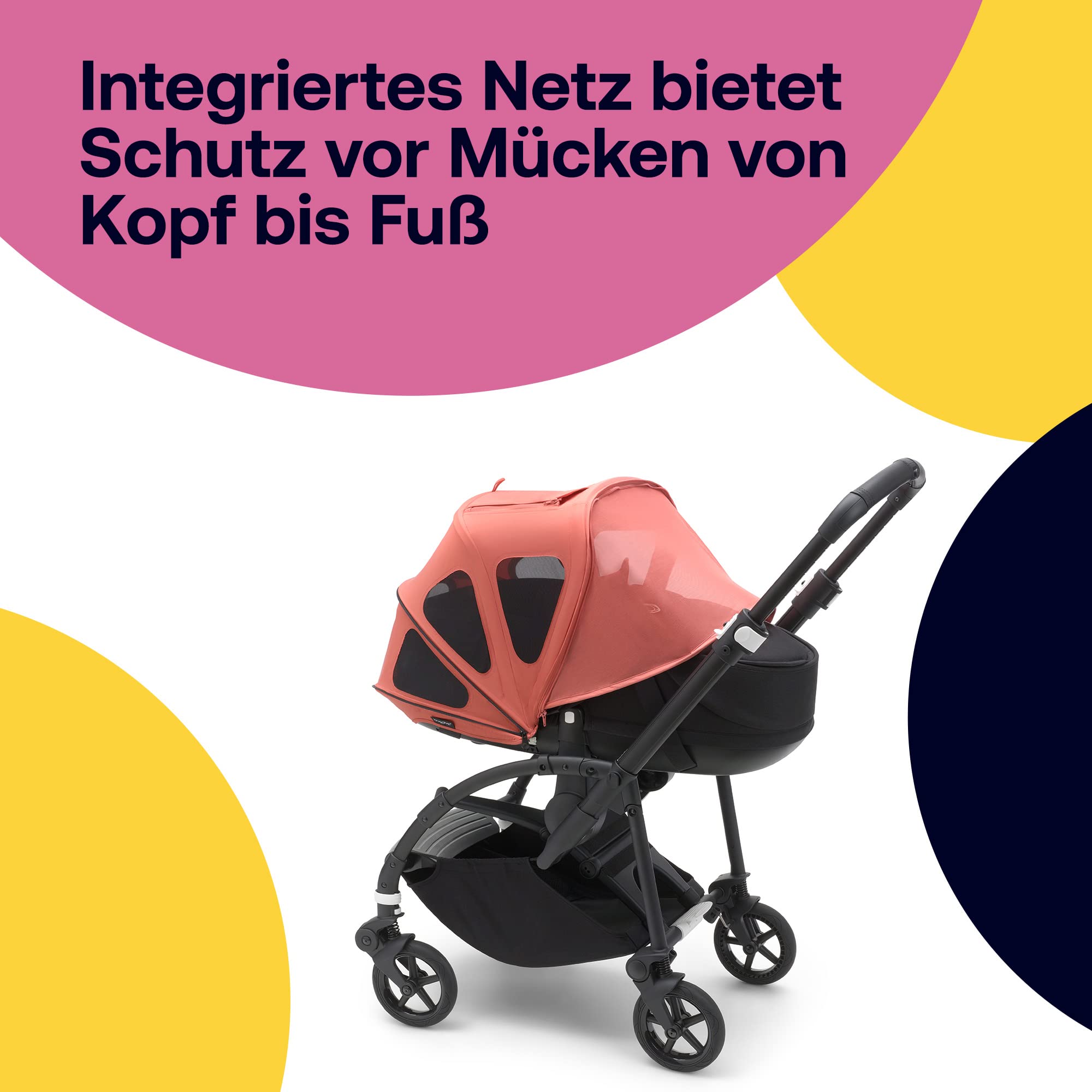 Bugaboo Bee Sonnendach mit Lüftungsfenstern, ausziehbar, wasserabweisend, kompatibel mit Bugaboo Bee Kinderwagen, Sunrise Red