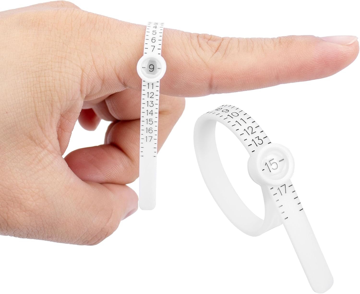 2pcs Rings Size Measuring Ring Sizer Reusable Finger Size Gauge Measure Tool (White,United States)