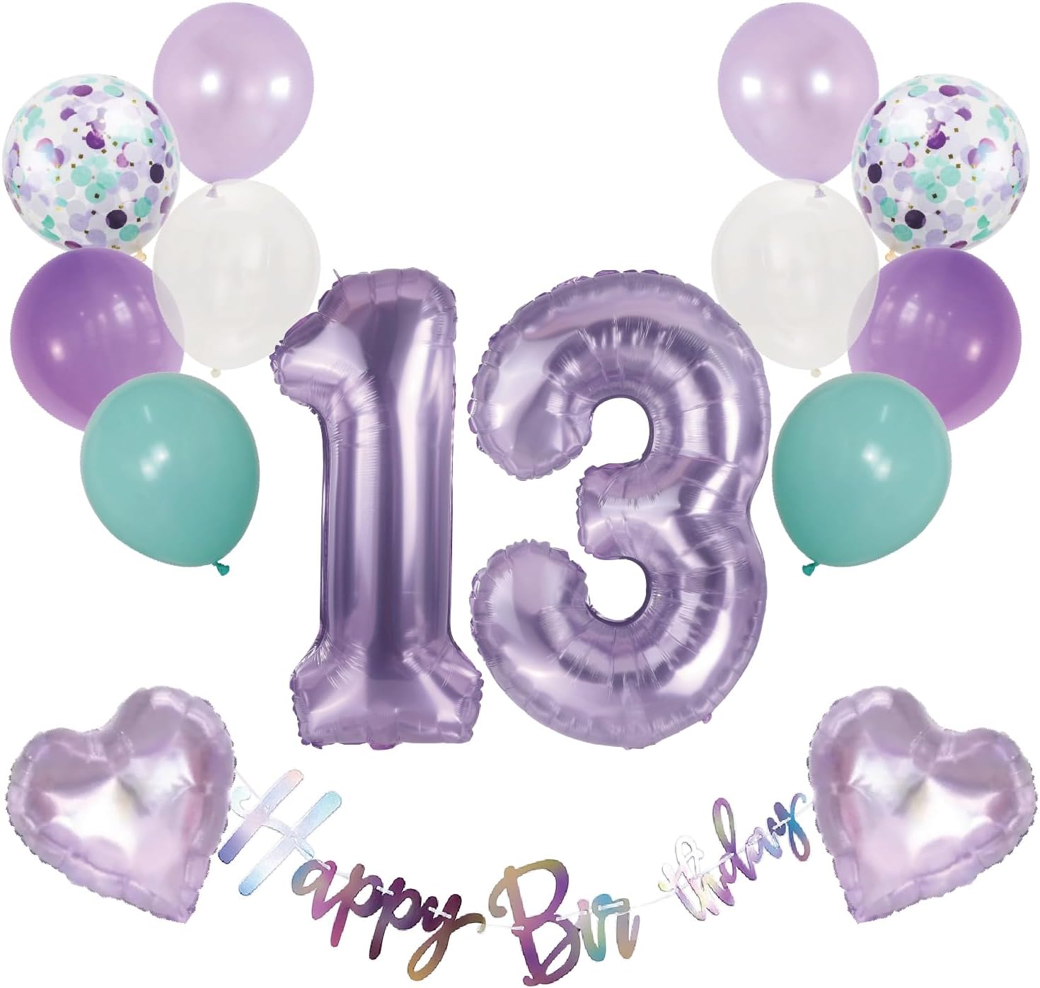 Purple Jewel Birthday Party Set, Birthday party, 32 Inch Number Balloon, 13th Birthday Decorations, Teen Birthday Balloon Set, Party Supplies for Teens, Girl, Decoration, Years Old (13)