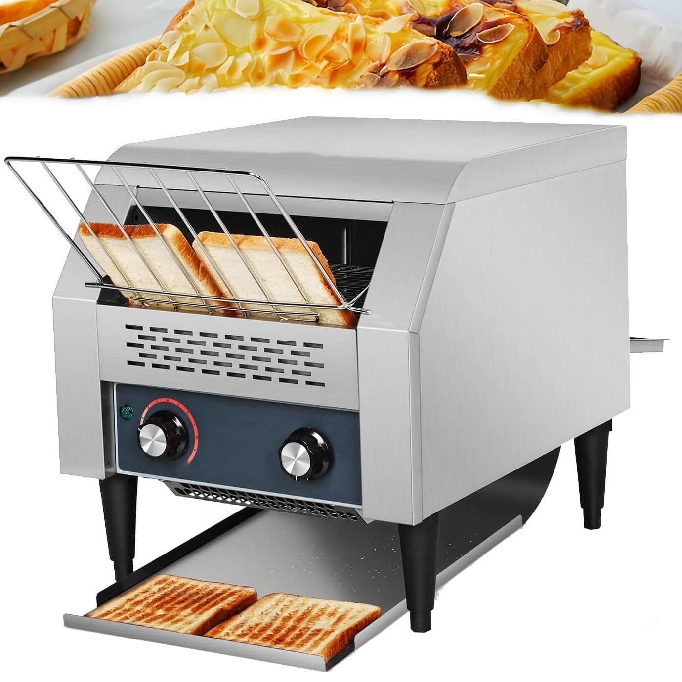 ZHJOPP Electric Stainless Steel Toaster, Countertop Toaster Heavy Duty Foodgrade Silver Bread Toaster,For Home Restaurants (E250Type)