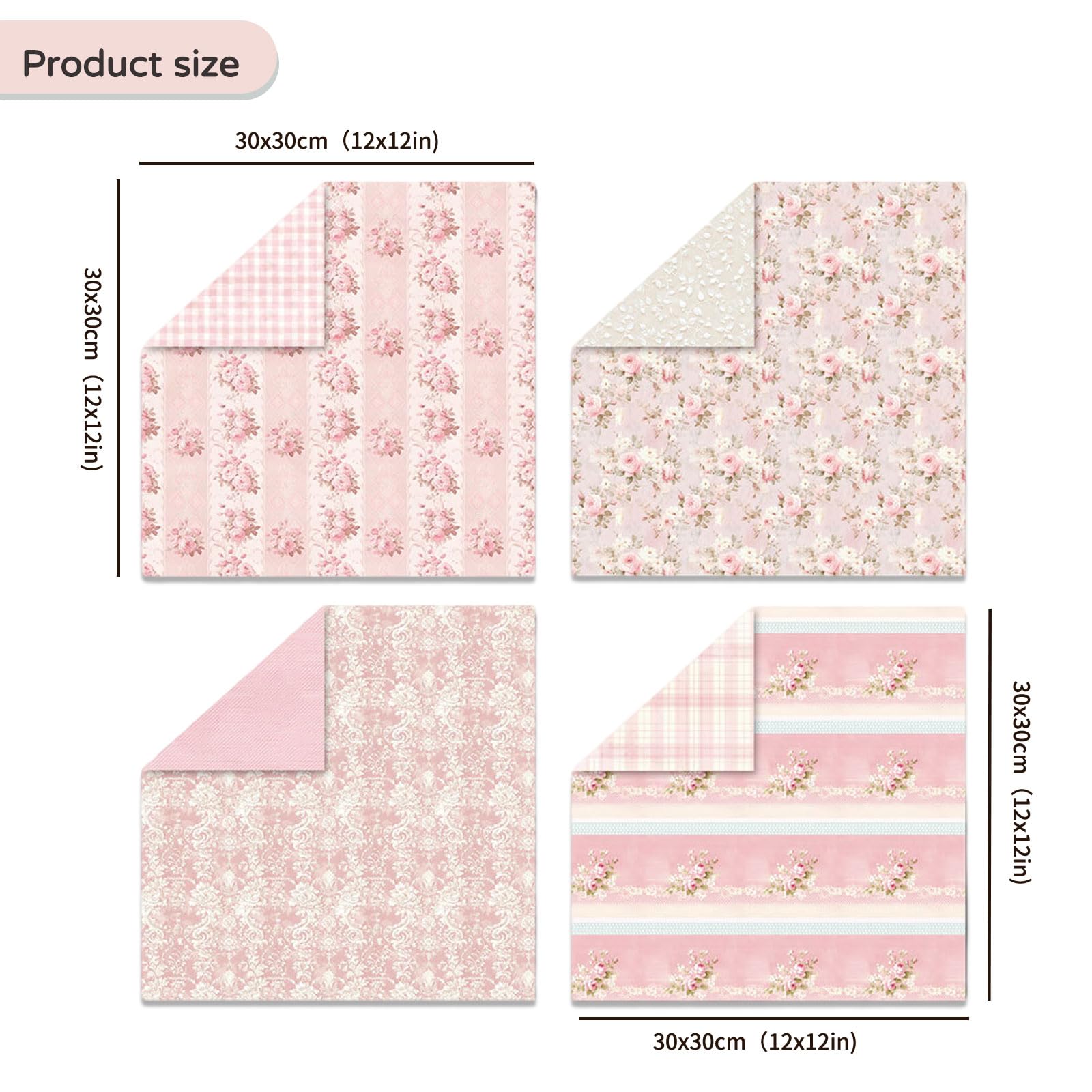 Papier de scrapbooking floral - 24 feuilles/24 motifs - Impression recto-verso - Papier origami - Papier artisanal décoratif pour fabrication de cartes, album photo, journal, décoration, 30,5 x 30,5