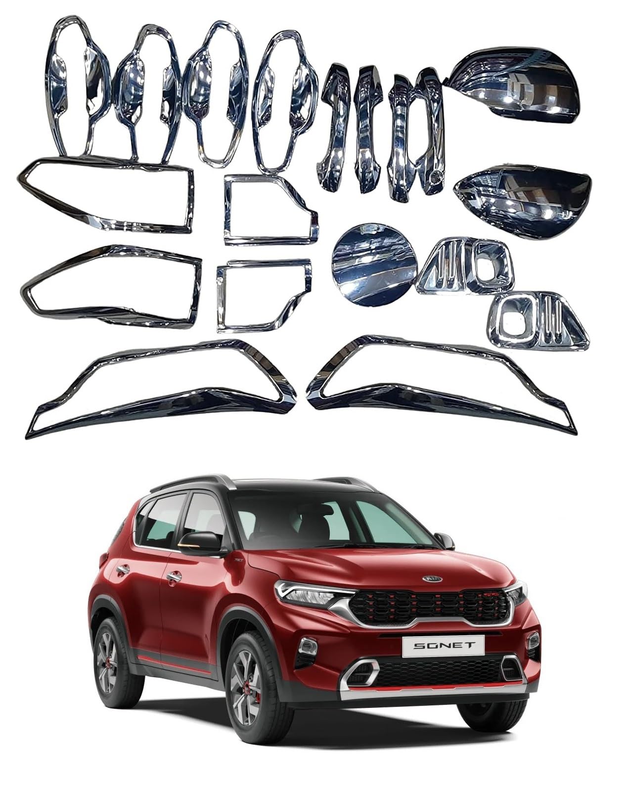 Car Exterior Chrome Accessories Combo Kit Compatible with Sonet (2020-2022)-picture-19