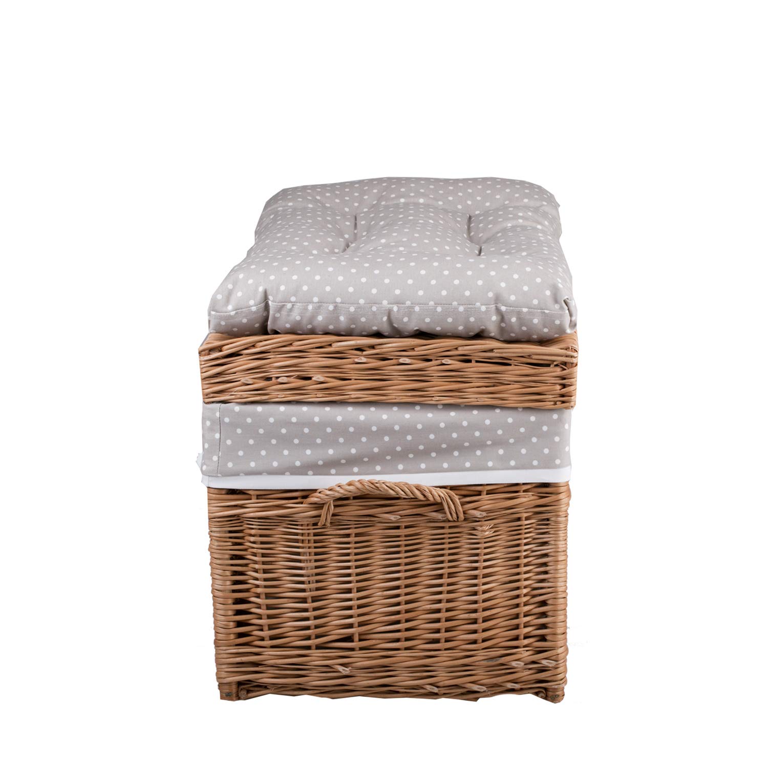 Boîte de rangement en osier naturel avec siège doux - Panier de rangement tissé à la main avec deux poignées - Panier à jouets vintage multifonction avec couvercle
