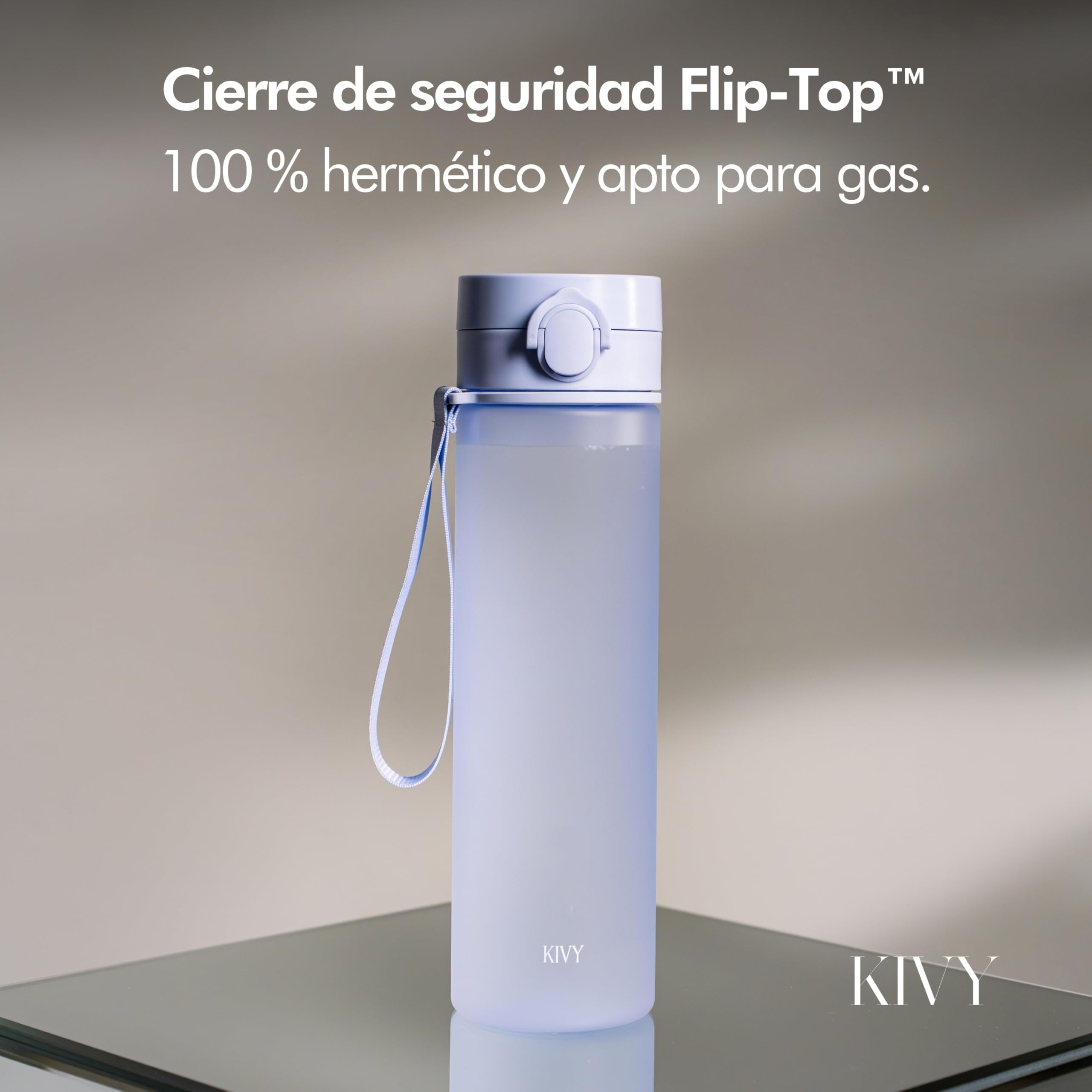 KIVY Botella de Agua Tritan 650ml [CON TAPA ABATIBLE] - Water Bottle para Niños & Adultos - Sin BPA - Garrafa Apto Lavavajillas - Cantimplora para Gimnasio, Deportiva, Oficina y Escuela - Verde — view 60