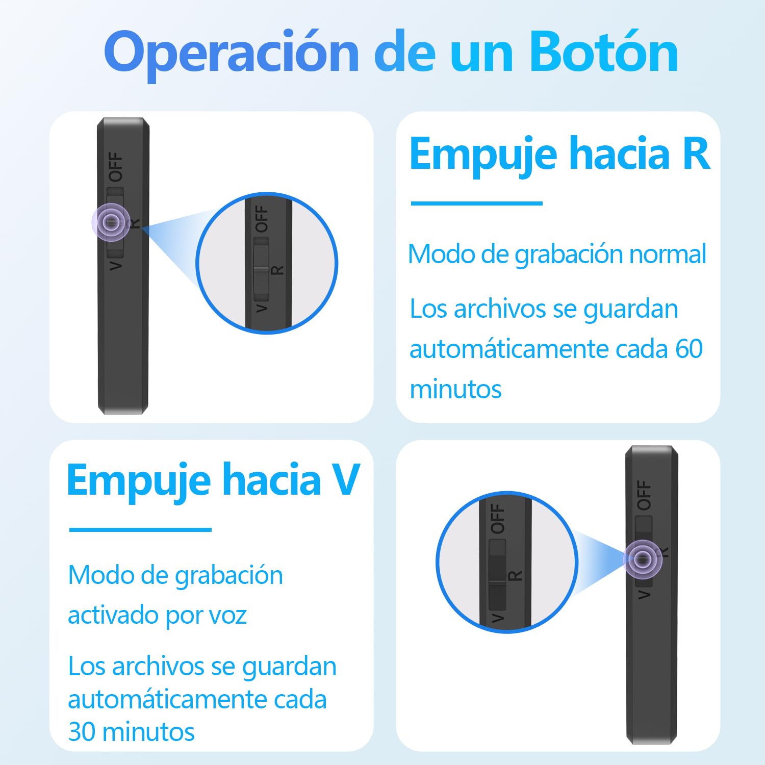 Grabadora de Voz Mini de 64 GB - Grabadora de Voz con Activación Vocal, Grabadora de Audio con Auriculares, Grabadora Espía Recargable USB, para Coche, Reunión, Clase