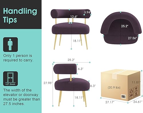 Miniatura 21 de Silla decorativa de Sherpa Boucle de mediados de siglo, silla redonda tapizada con brazo de barril para espacios pequeños, sofá de esquina lateral