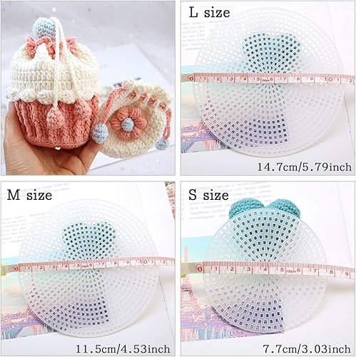 Miniatura 7 de iSuperb Paquete de 30 láminas redondas de lona de plástico con forma de malla, para bordados, manualidades, hilo, tejido y proyectos de ganchillo de