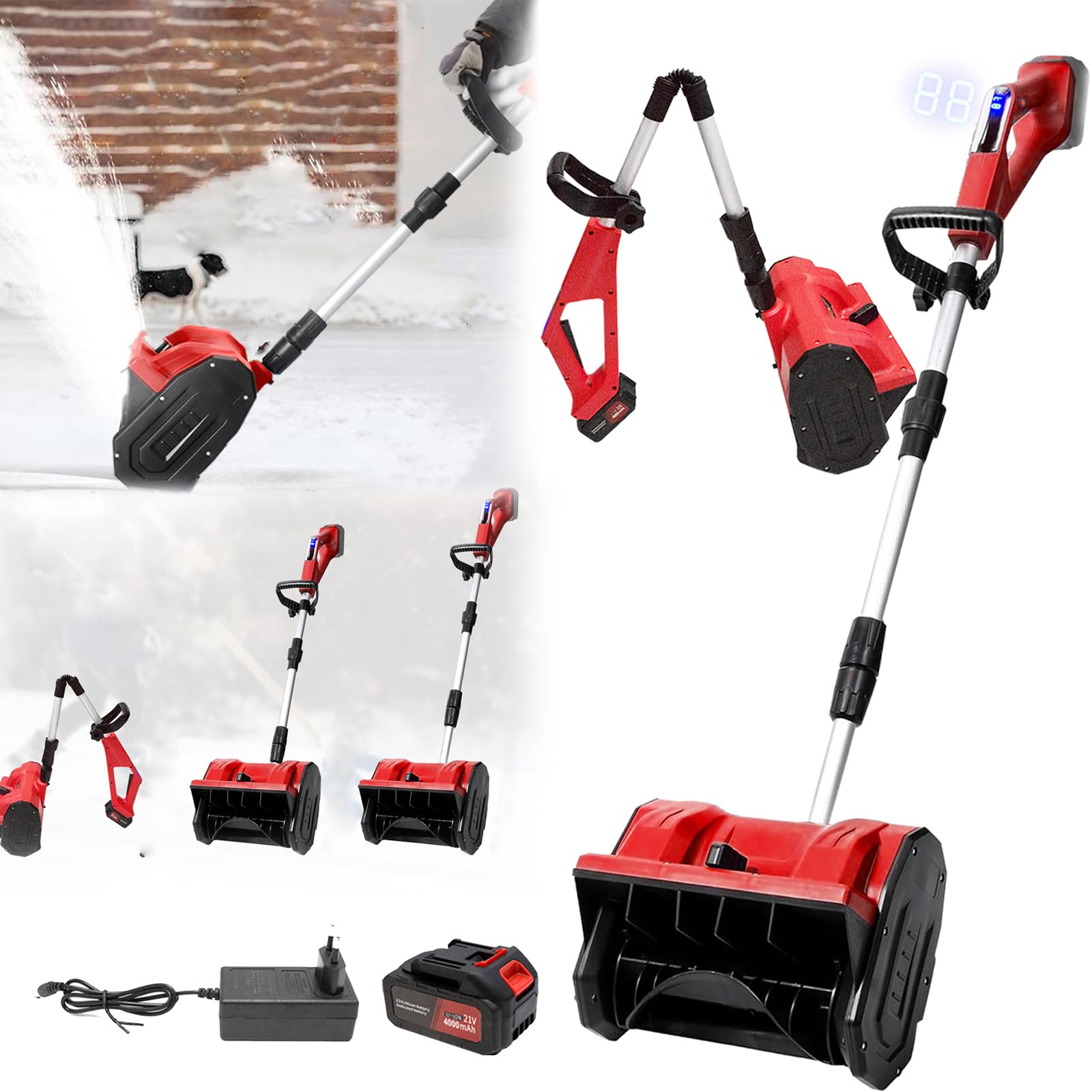 Souffleuse à Neige 1000W 21V Li-ION Direction Projection Réglable 0-33000 TR/Min 8M 34cm
