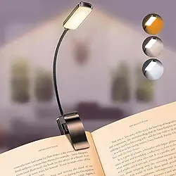 Luminária de Leitura LED, 3 Temperaturas de Cor, Brilho Ajustável, Recarregável, Preto