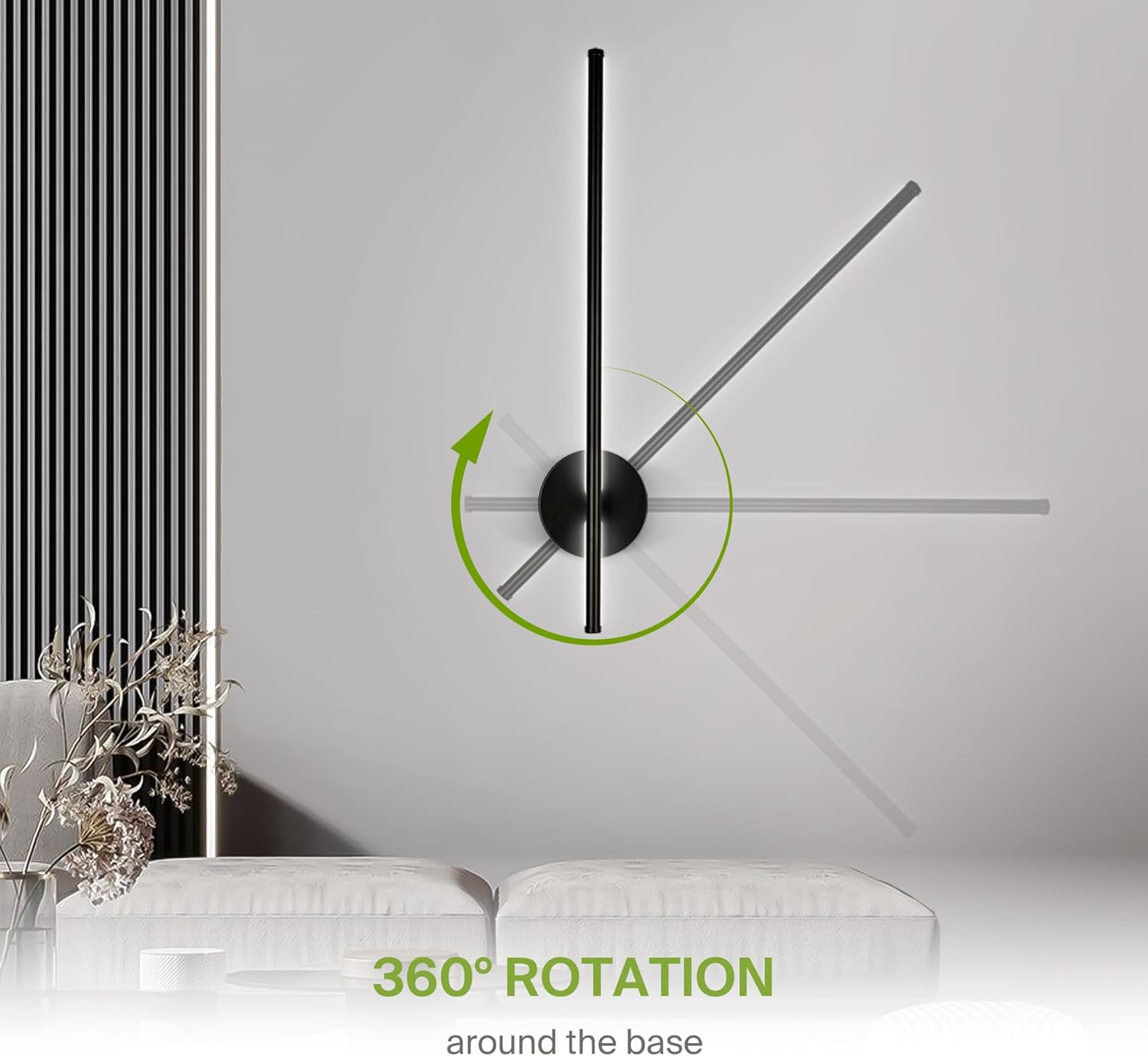 ASD LED 24" Linear Tube Wall Sconce, Modern Bathroom Light Bar | 3CCT, 360° Rotatable, Dimmable, ETL Listed | 8W 420LM 3000-5000K 100-277V | Bedroom, Hallway Vanity Lighting | Black, 2 Pack