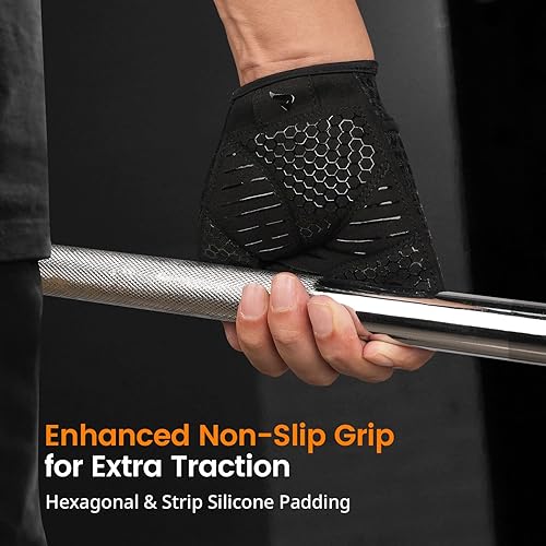 Miniatura 5 de ATERCEL Guantes de levantamiento de pesas, protección completa de la palma de la mano, guantes de entrenamiento para gimnasio, ciclismo, ejercicio,