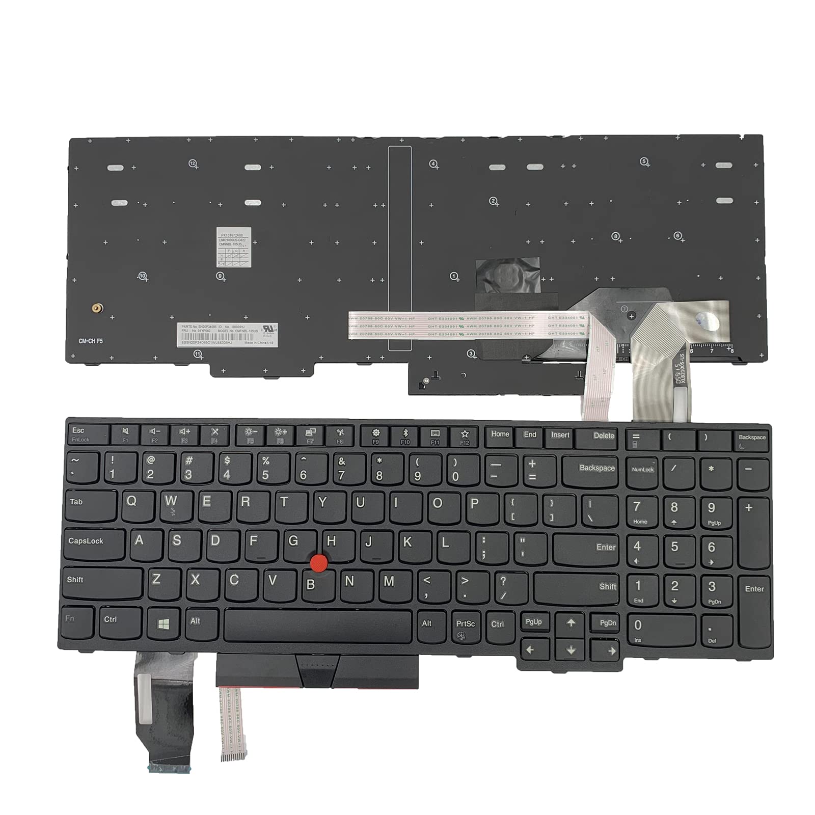 Photo 1 of Tiugochr Laptop Replacement US Layout with Pointing Keyboard for Lenovo ThinkPad E580 E585 E590 E595 T580 T590 L580 L590 P52 P72 P53 P53S P73 01YP640 01N729 01YP560 PK131672B00 01YP680
