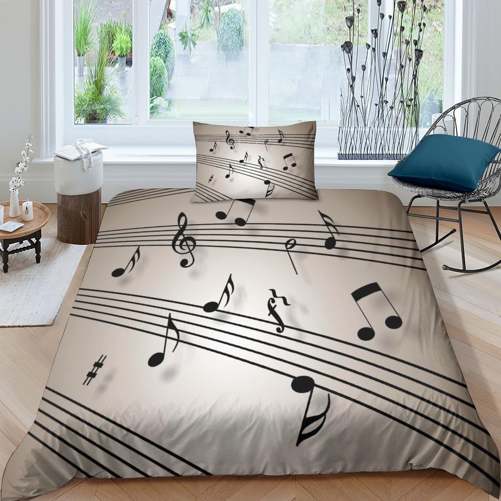 Ensemble de literie notes de musique imprimé 3D pour une chambre d'ado dynamique