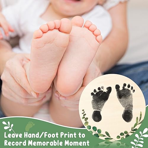 Miniatura 35 de R HORSE Letrero de anuncio de nacimiento de bebé con rotulador, letrero de nombre de bebé floral rosa con almohadilla de tinta para manos y huellas