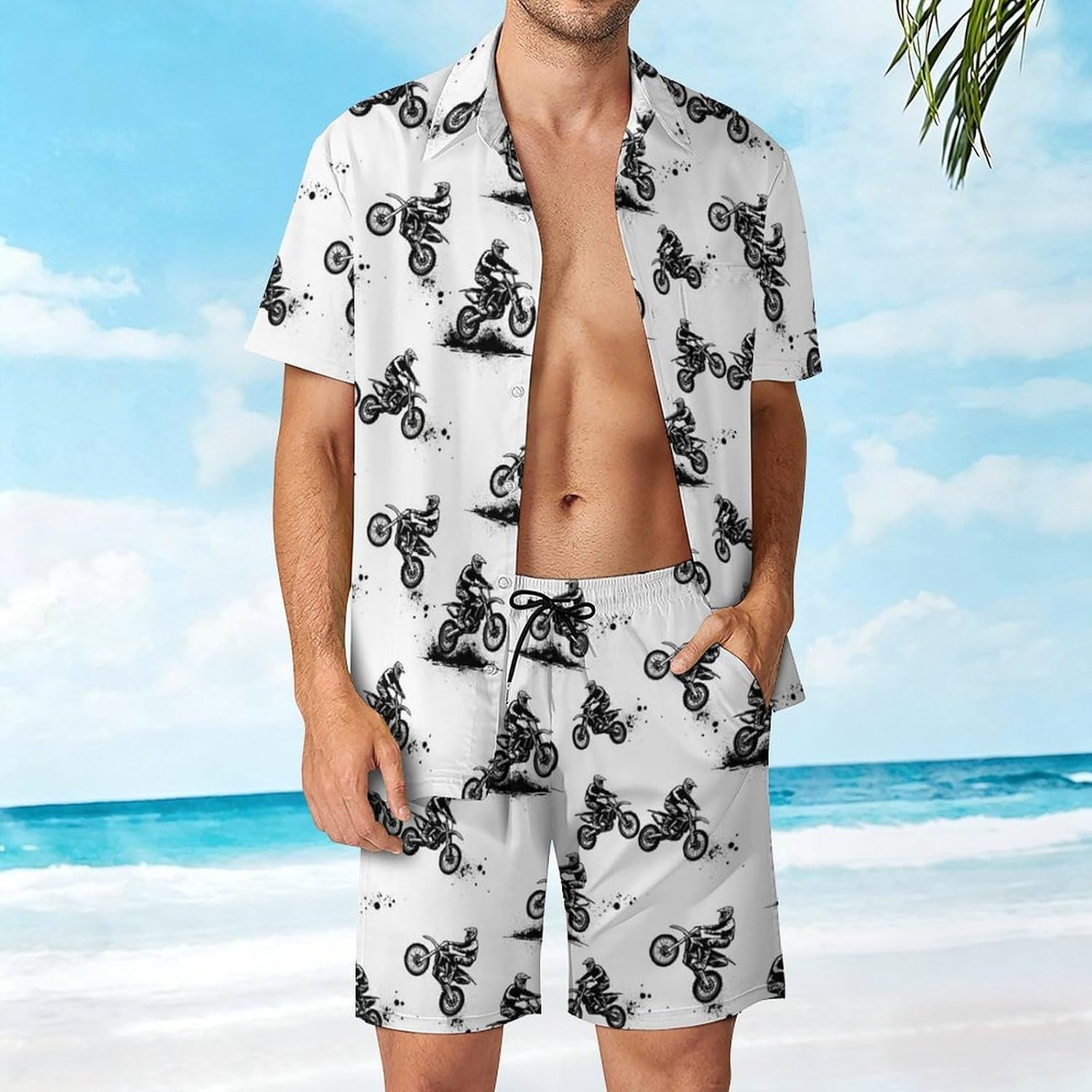 Men's Beach Vacation Outfits, Summer Breathable Hawaiian Sets Comfortable Quick Dry Tracksuits