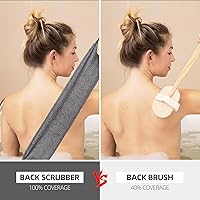 Vista 9 de 2 piezas exfoliante de espalda con asas, toalla para ducha, exfoliante de espalda de nailon, para hombres y mujeres (morado)