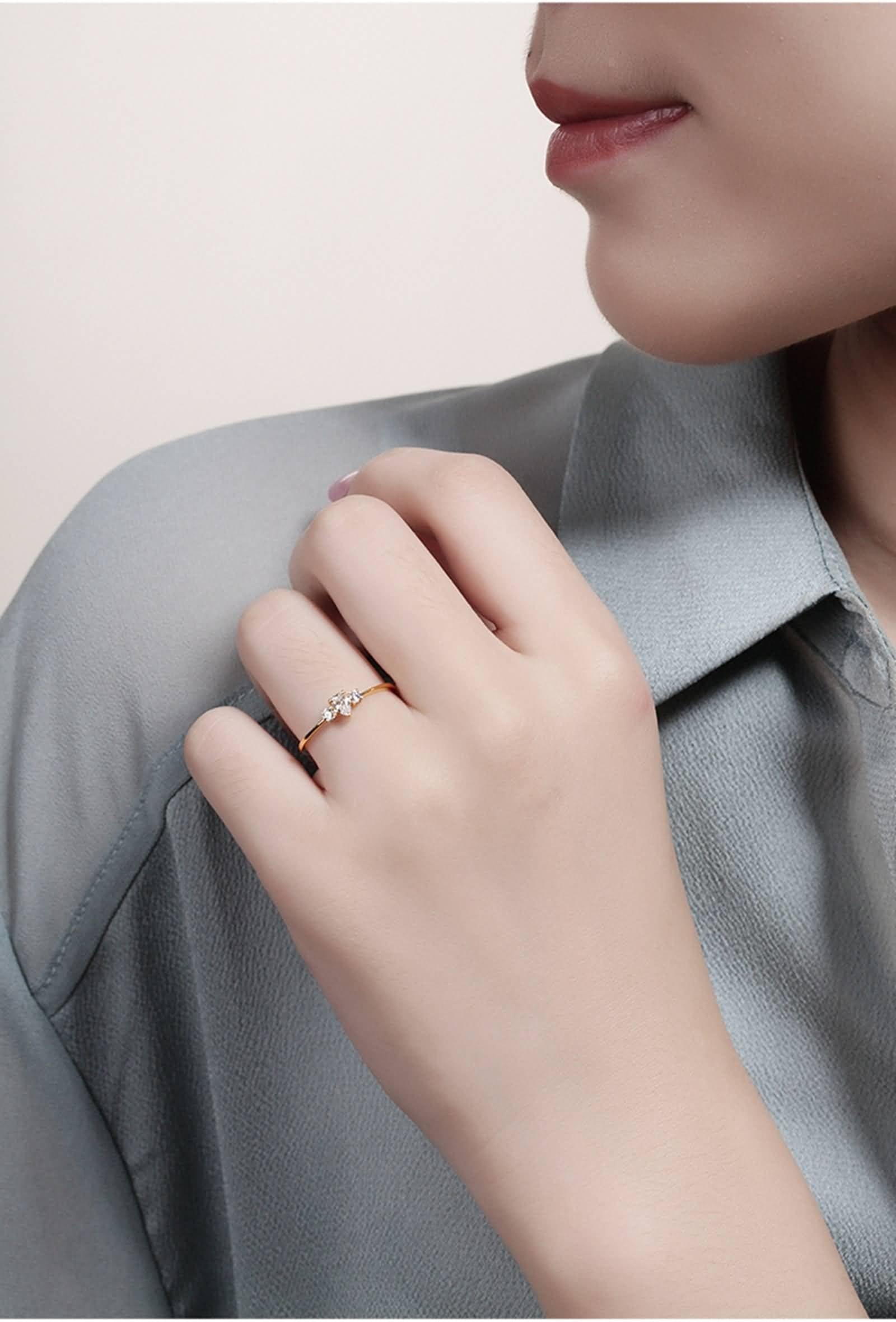 Wycian Anillo Promesa Mujer Anillos Mujer San Valentin Oro Amarillo Elegante Y Fino con Esmeralda en Forma de Lágrima Y Diamante Talla 15 Sólido No Chapado Popular para Esposa Boda Joyas