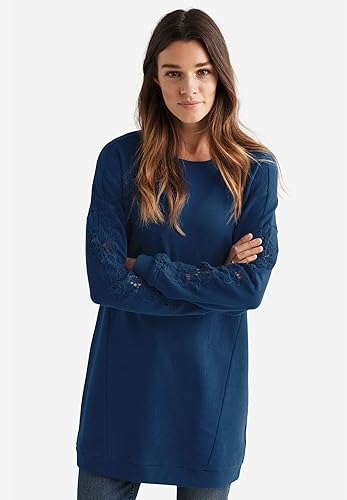 Miniatura 6 de Ellos Sudadera tipo túnica con ribete de encaje en talla grande para mujer