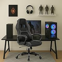 Vista 2 de Silla de juegos con función de masaje, sillas de piel sintética, silla de oficina ergonómica, sillas de computadora ejecutivas, respaldo alto, tarea