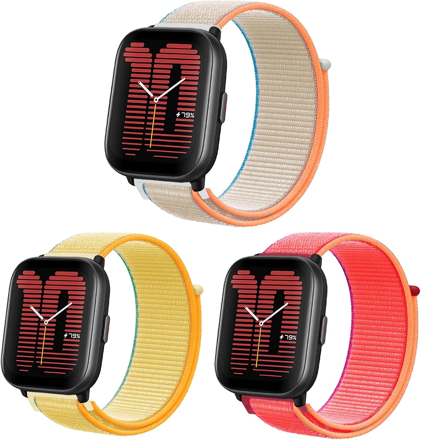 3 Pack 20mm 22mm Nylon Bands for Amazfit Active 42mm/GTS 4 Mini/GTS 4/3