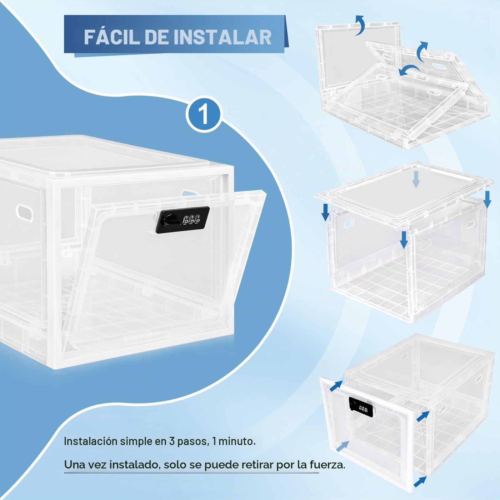 Gemaxvoled Caja de Seguridad con Candado de Combinación – Caja Transparente para Medicamentos, Teléfono & Snacks – Material sin BPA, 12,6 Litros, Apilable y Ventilada