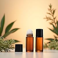 Galepromot 2-Pack 30ml Clear Glass Essential Oil Roller Bottles with Funnel - Refillable Leakproof Roll-On Vials Black Balls Brown Caps