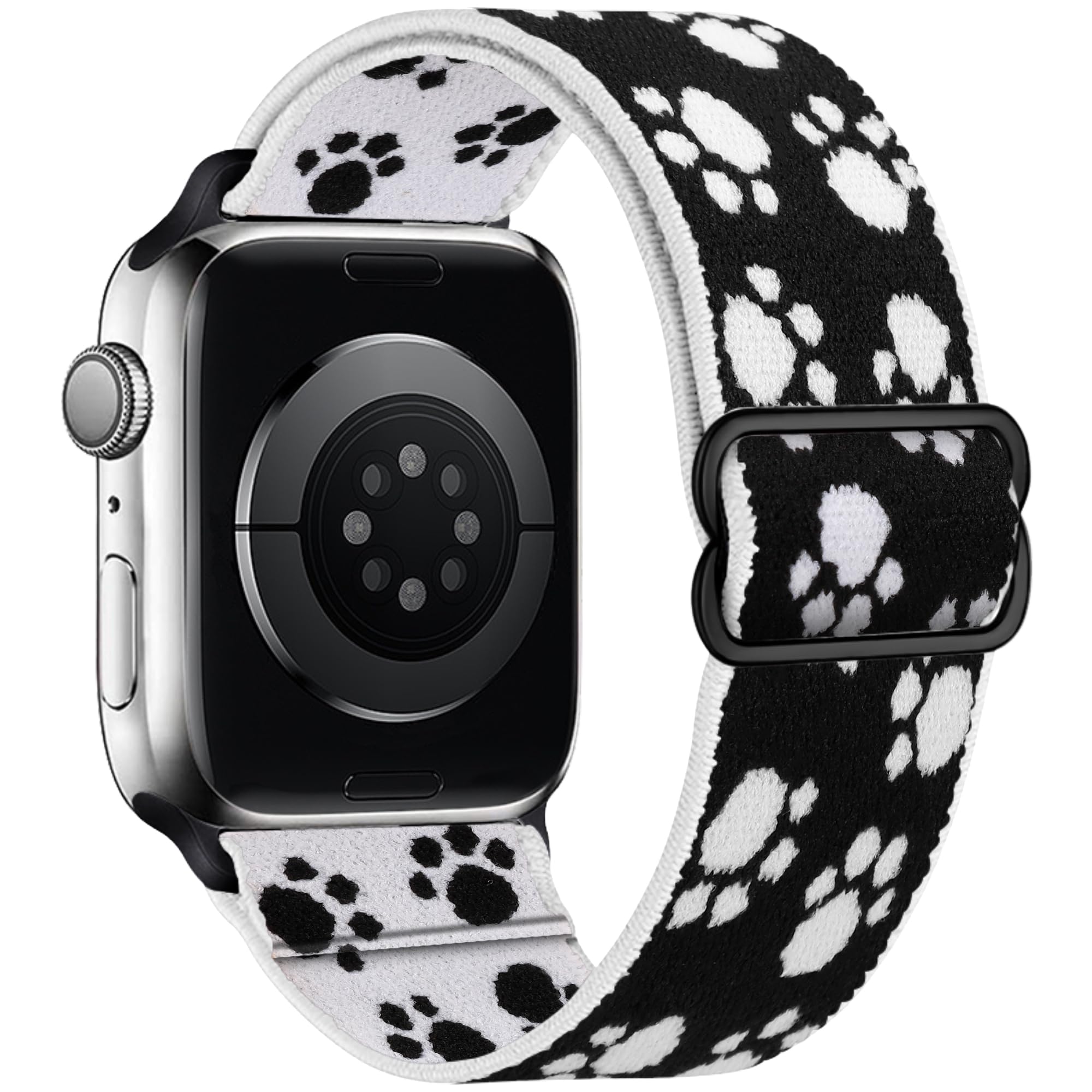 Stretchy Nylon Loop Bands Compatible with Apple Watch 38mm 40mm 41mm 42mm 44mm 49mm 46mm Adjustable Soft Elastics Strap Compatible with Apple Watch SE Ultra iWatch Series 10/9/8/7/6/5/4/3/2/1 Women Men 1-Black Paw 38mm/40mm/41mm/42mm(Series 10)