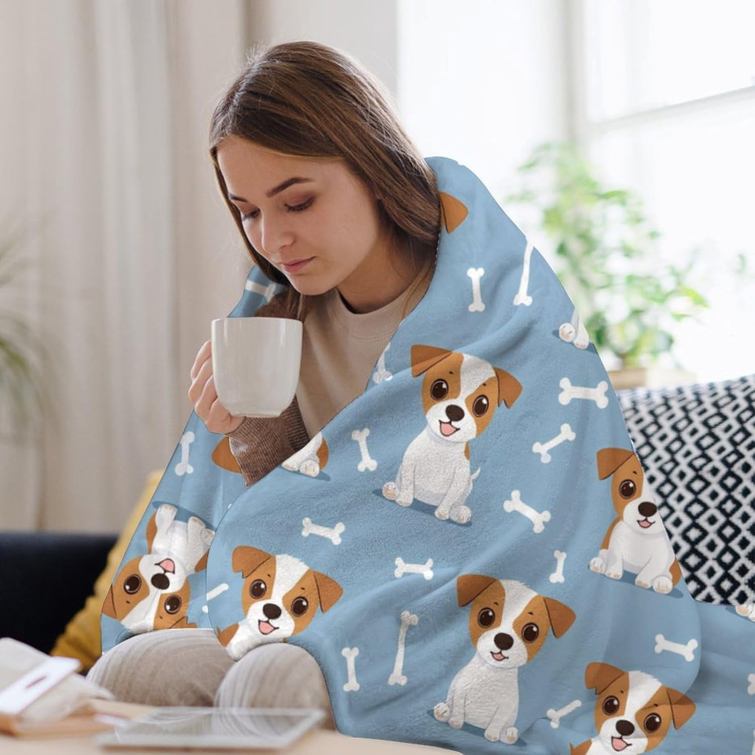 Jack Russell Terrier Cute Puppy Throw Blanket Lightweight Blanket Flannel Blanket Bed Blanket for Men Women 50"*60"（130 * 150cm）