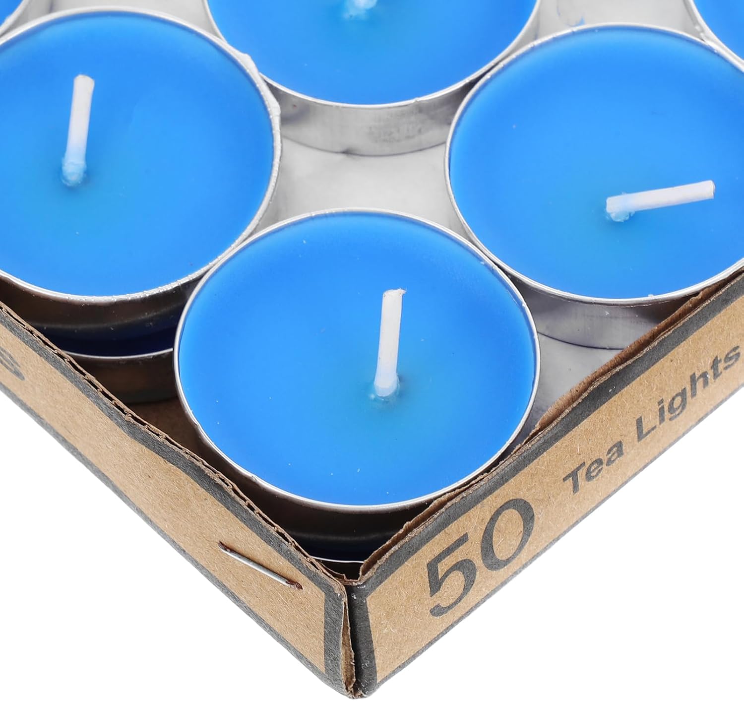 50pcs Blue Round Tea Light Candles for Xmas Wedding Proposal