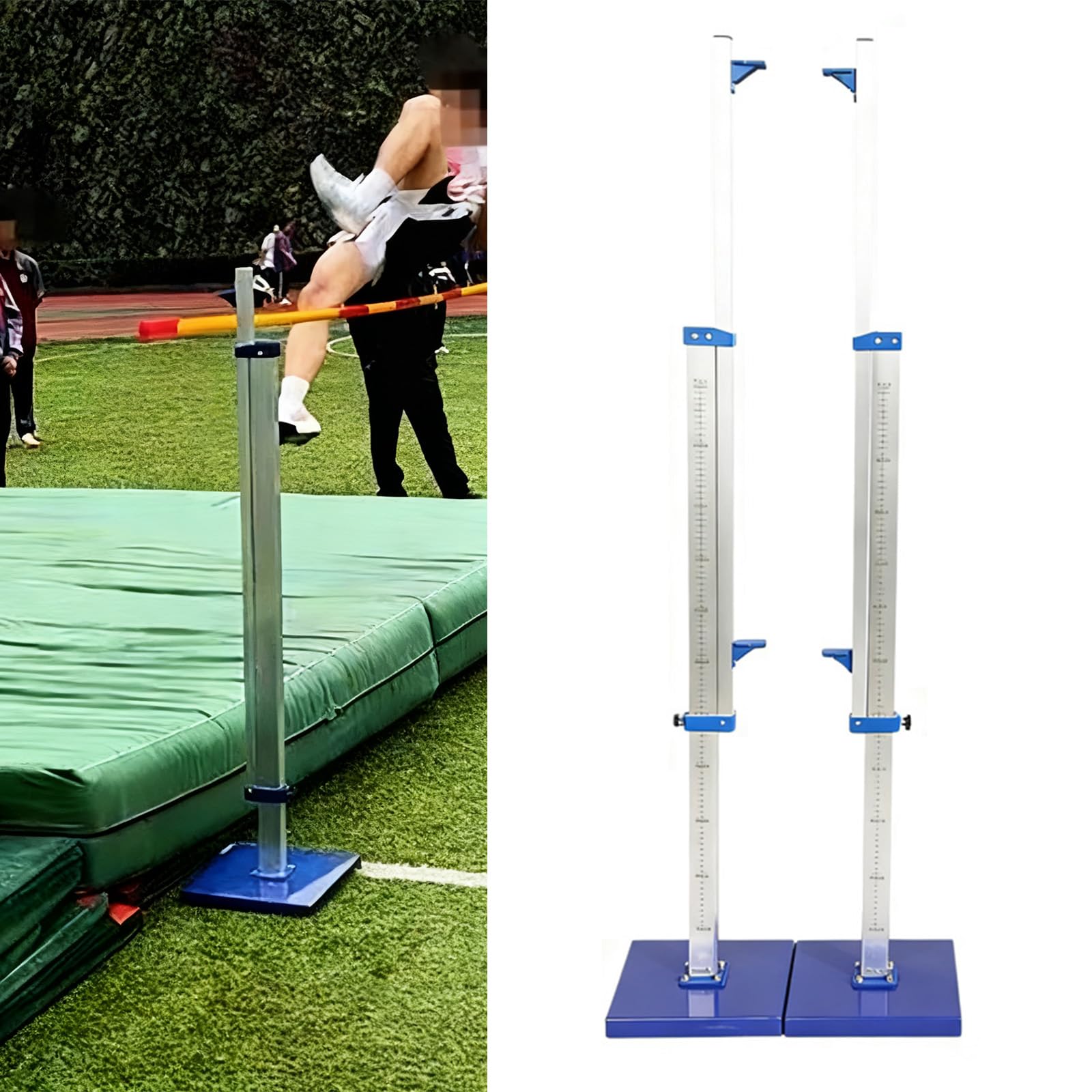 Portable High Jump Standards Pole, Moveable Base Stand Athletic High Jump Training Equipment, 30-230cm Adjustable Height for Track & Field & Middle School