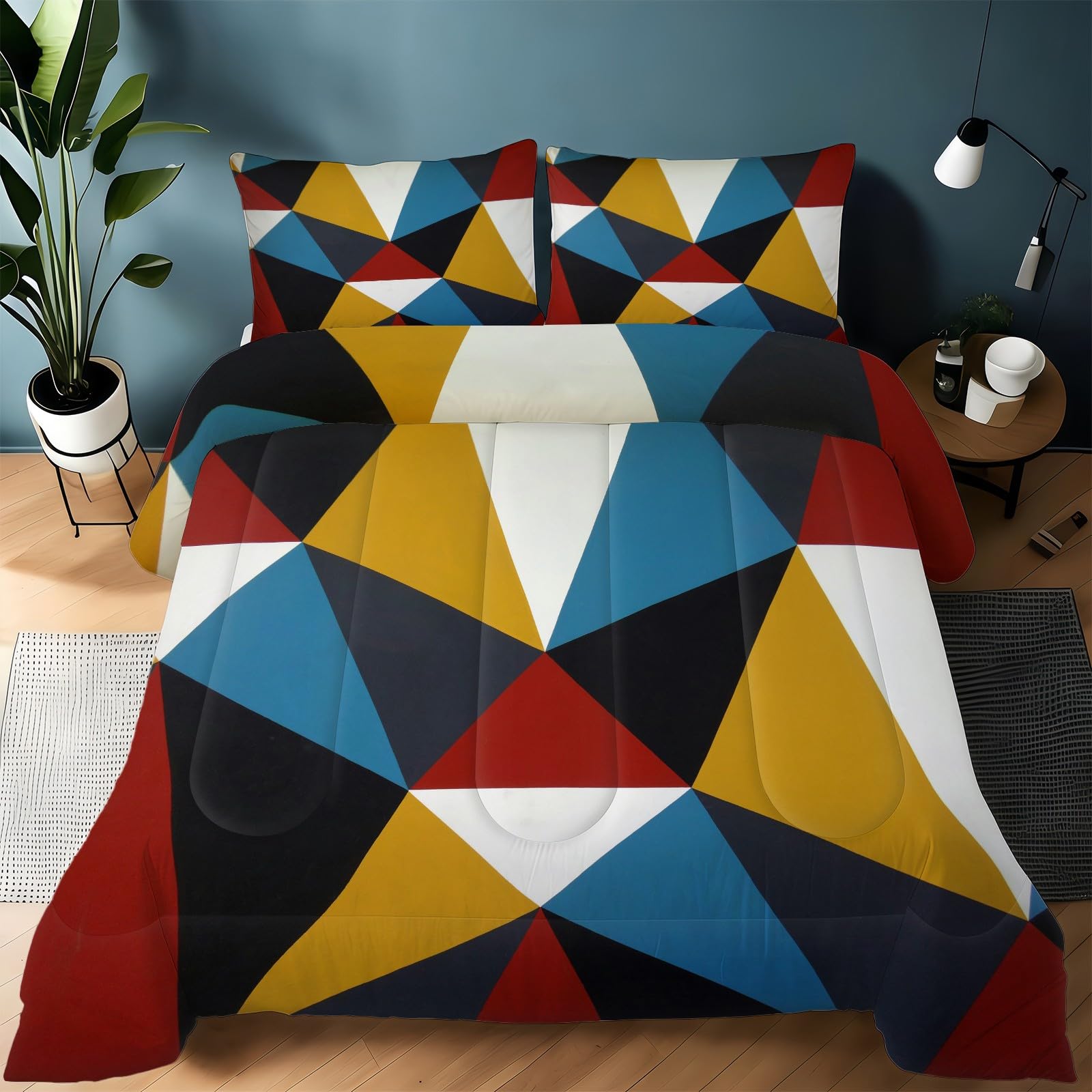Edredon Cama 150 Piezas triangulares Edredón Nordico Adulto sin Funda Reversible Estilo pop art Estampado Suave Ligero Transpirable Duvet 220x240 cm incluye 2 fundas de almohada 50x75 cm YUb1073