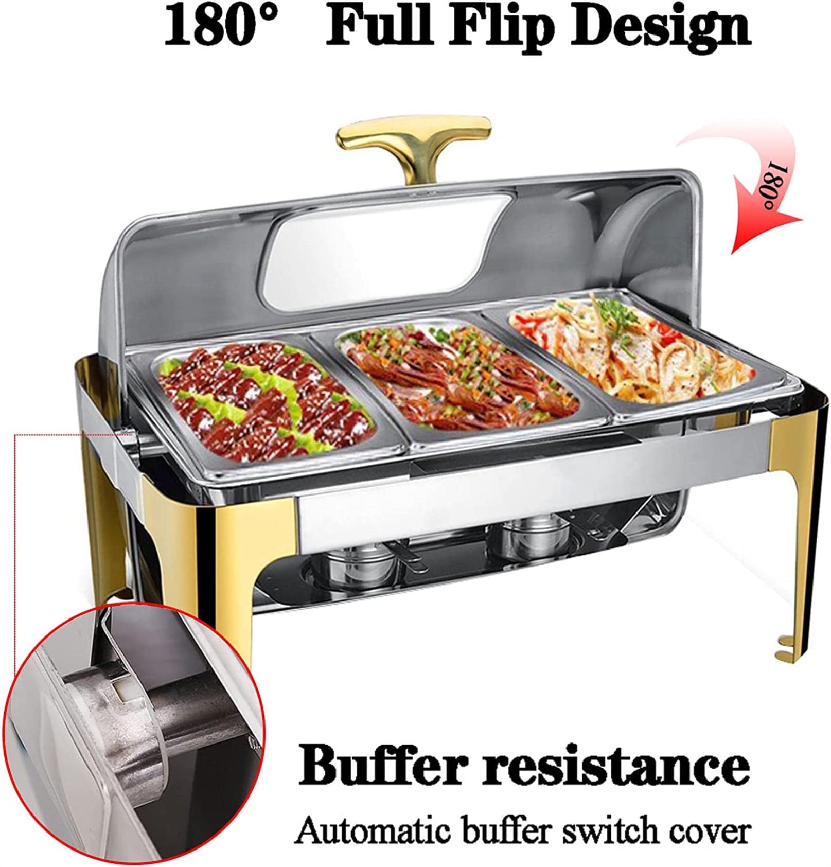 Chafing Dish Buffet, 9L/13L Calientaplatos de Buffet de Acero Inoxidable, Chafing Dish Electrico para Hotel Fiesta y Cocina, Temperatura Ajustable 30-85 ℃
