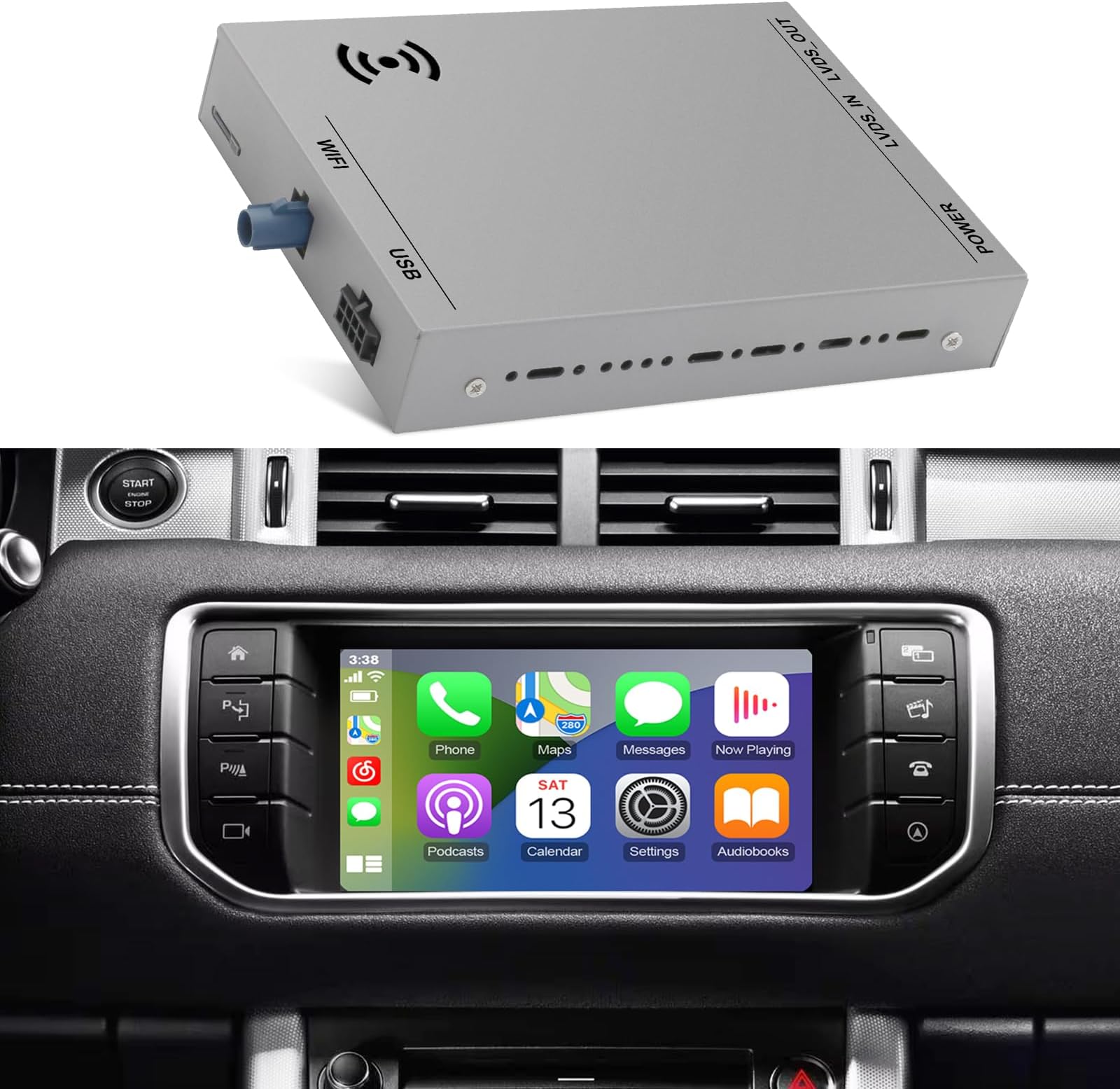 Wireless CarPlay Receiver SmartBox for Land Rover Range Rover/Evoque/Discovery 5 Jaguar XE XF Harman Carplay Interface Retrofit kit Decoder, Support Android Auto, Mirror Link, Reverse Camera