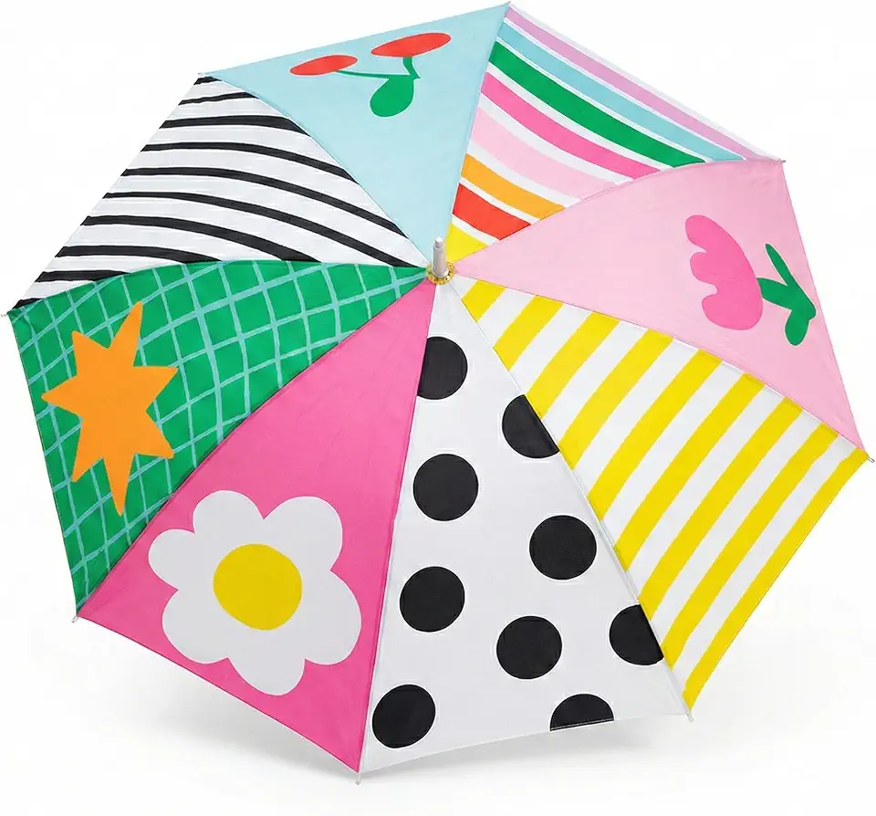 Guarda-Chuva Feminino Longo Florie Automático 104cm, Proteção Solar UV 50+, Sombrinha Grande Resistente ao Vento, 8 Varetas Fibra, Haste Metal, Tecido Pongee Impermeável, Estampado Moderno