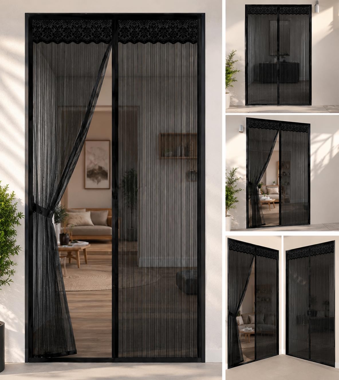 Magnetic Mosquito Door Net for Home | Self-Closing Magnetic Mesh Screen Door | Fly Bug Insect Protection | Easy DIY Installation | Washable & Durable Black 100 * 200 cm-image-26