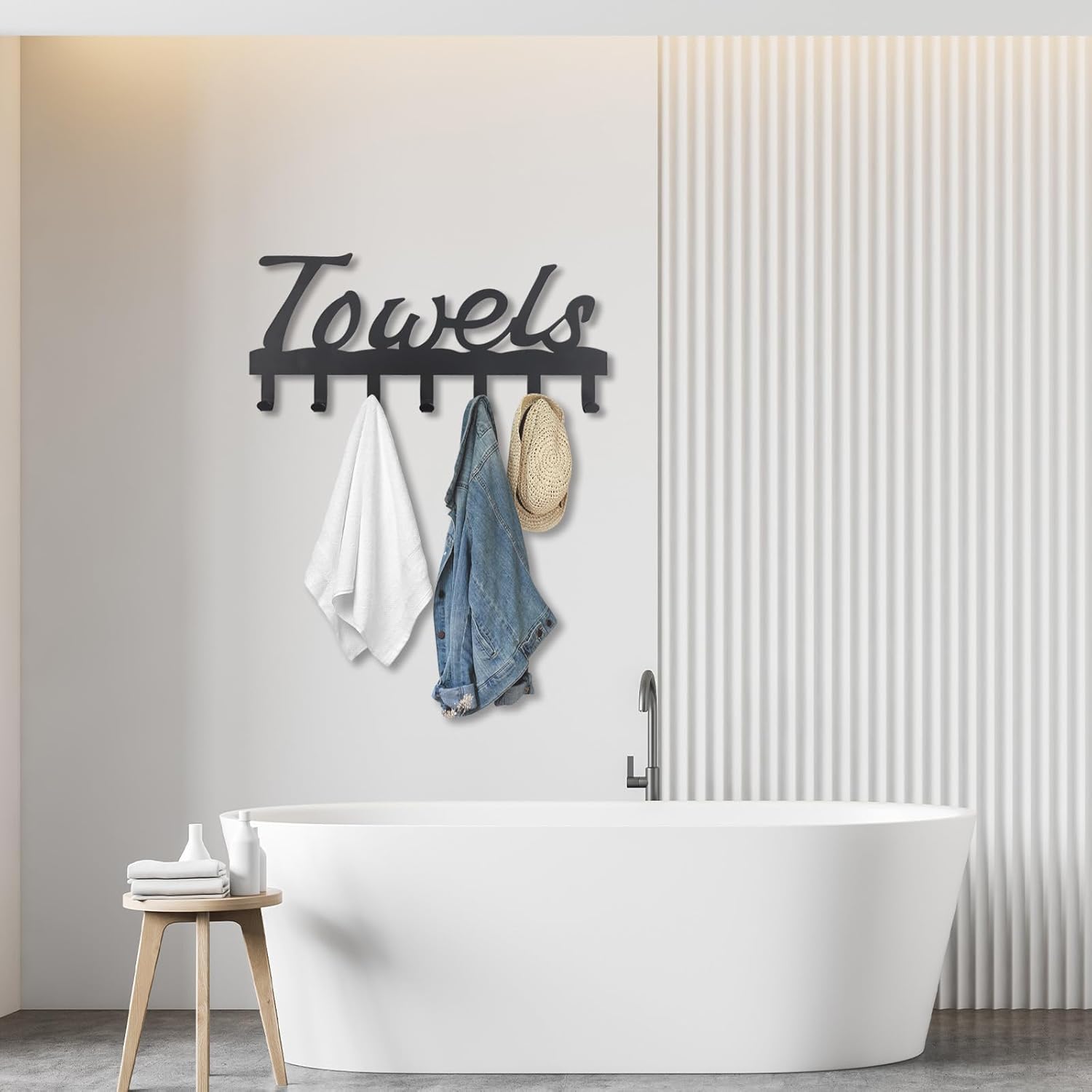 OYEFLY Bathroom Towel Rack for Wall Mount, Towel Holder Hooks,Towel Hanger for Bathroom Decor (Black, 14.8in) - Image 5