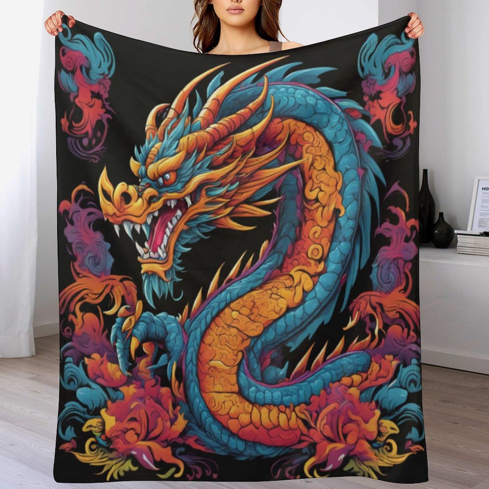 Couverture polaire dragon epaisse pour des soirees cocooning chaudes au salon