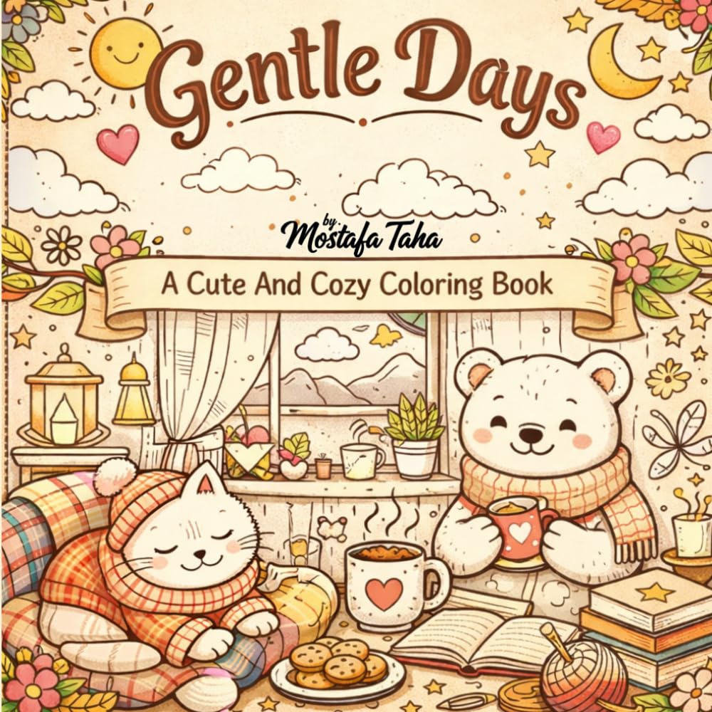 Gentle Days A Cute And Cozy Coloring Book: Cute And Cozy Coloring Pages For Relaxation And Fun For Adults And Kids – 40 Coloring Pages